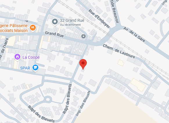 Plan de localisation au 32 Grand Rue - Itinéraire et accès Plan de localisation au 32 Grand Rue avec marqueur rouge, près du SPAR et de La Coopé.